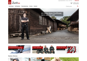 Screenshot der Shop-Webseite von Zunft.de