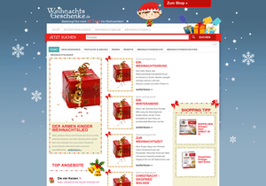 Screenshot der Shop-Webseite von Weihnachtsgeschenke