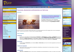 Screenshot der Shop-Webseite von Tutti le due - Tanzschuhe