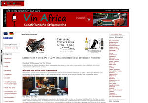 Screenshot der Shop-Webseite von Vin Africa