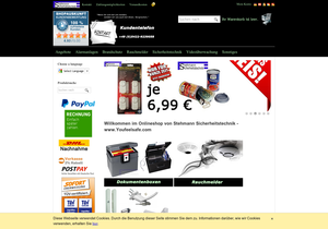 Screenshot der Shop-Webseite von Stehmann Sicherheitstechnik