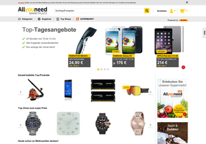 Screenshot der Shop-Webseite von Allyouneed.com