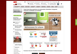 Screenshot der Shop-Webseite von Parkett-Auktion.com