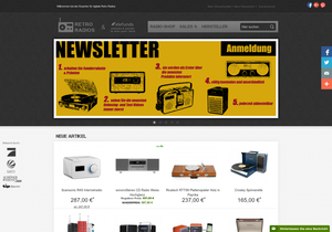 Screenshot der Shop-Webseite von Retro Radios