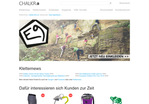 Screenshot der Shop-Webseite von chalkr Klettershop
