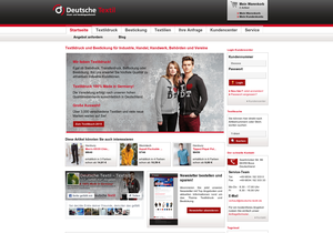 Screenshot der Shop-Webseite von Deutsche Textil