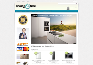 Screenshot der Shop-Webseite von living4live