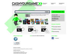 Screenshot der Shop-Webseite von CASHYOURGAME.DE