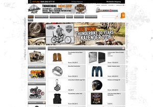 Screenshot der Shop-Webseite von Thunderbike Shop