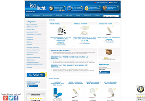 Screenshot der Shop-Webseite von Isolicht.com
