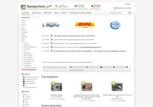 Screenshot der Shop-Webseite von Kamperium
