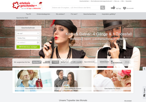 Screenshot der Shop-Webseite von Erlebnisgeschenke.de
