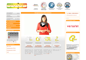 Screenshot der Shop-Webseite von energieausweis-vorschau.de