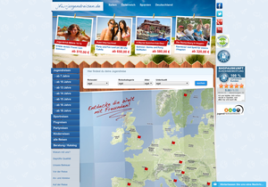 Screenshot der Shop-Webseite von jfw-jugendreisen.de