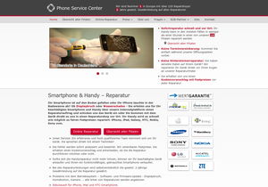 Screenshot der Shop-Webseite von phone-service-center.de
