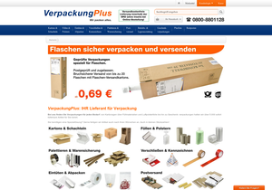 Screenshot der Shop-Webseite von verpackungplus.de