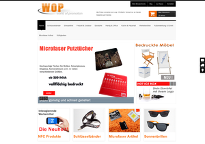 Screenshot der Shop-Webseite von wop-werbeartikel.de