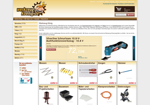 Screenshot der Shop-Webseite von Werkzeug König