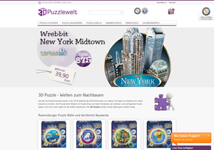 Screenshot der Shop-Webseite von 3d-puzzlewelt.com