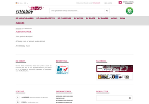 Screenshot der Shop-Webseite von RC Hobby