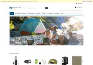 Screenshot der Shop-Webseite von Backpacking United