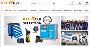 Screenshot der Shop-Webseite von bielairkompressoren.de