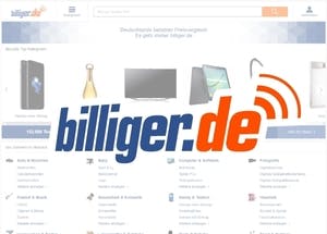 Screenshot der Shop-Webseite von billiger.de