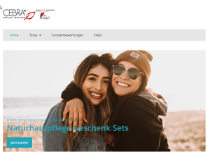 Screenshot der Shop-Webseite von cebraethicalskincare