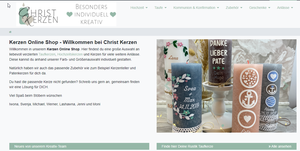 Screenshot der Shop-Webseite von Christ-Kerzen