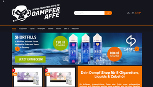 Screenshot der Shop-Webseite von Dampfer-Affe