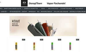 Screenshot der Shop-Webseite von Dampftown