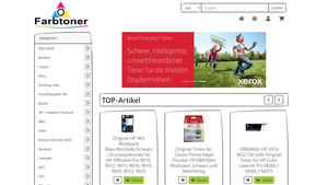 Screenshot der Shop-Webseite von Farbtoner