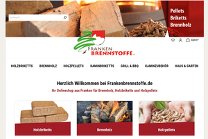 Screenshot der Shop-Webseite von FrankenBrennstoffe