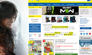 Screenshot der Shop-Webseite von Gameware.at