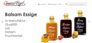 Screenshot der Shop-Webseite von Geniess-Bar