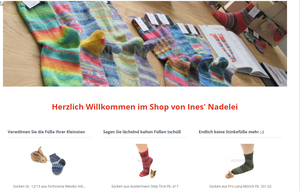 Screenshot der Shop-Webseite von Ines Nadelei
