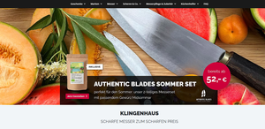 Screenshot der Shop-Webseite von Klingenhaus