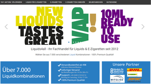 Screenshot der Shop-Webseite von Liquids4all