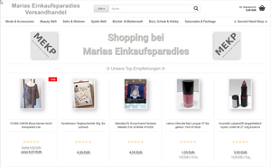 Screenshot der Shop-Webseite von Marias Einkaufsparadies