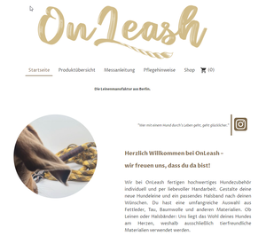 Screenshot der Shop-Webseite von OnLeash