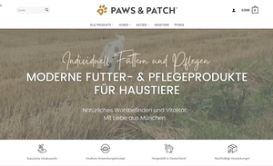 Screenshot der Shop-Webseite von Paws & Patch