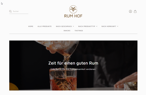 Screenshot der Shop-Webseite von Rum Hof 