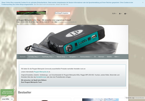 Screenshot der Shop-Webseite von Peugeot Metropolis OnlineShop