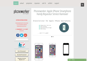 Screenshot der Shop-Webseite von Phoneworker