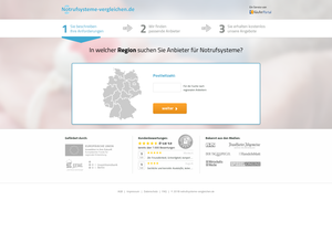 Screenshot der Shop-Webseite von Notrufsysteme-vergleichen.de