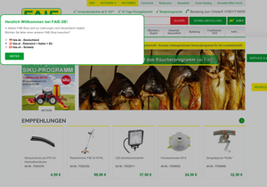 Screenshot der Shop-Webseite von FAIE
