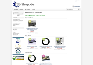 Screenshot der Shop-Webseite von ITE-Shop