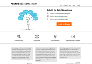 Screenshot der Shop-Webseite von Meister Bafög Service