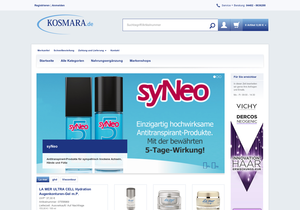 Screenshot der Shop-Webseite von Kosmara.de