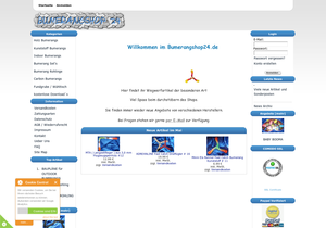 Screenshot der Shop-Webseite von BUMERANGSHOP 24